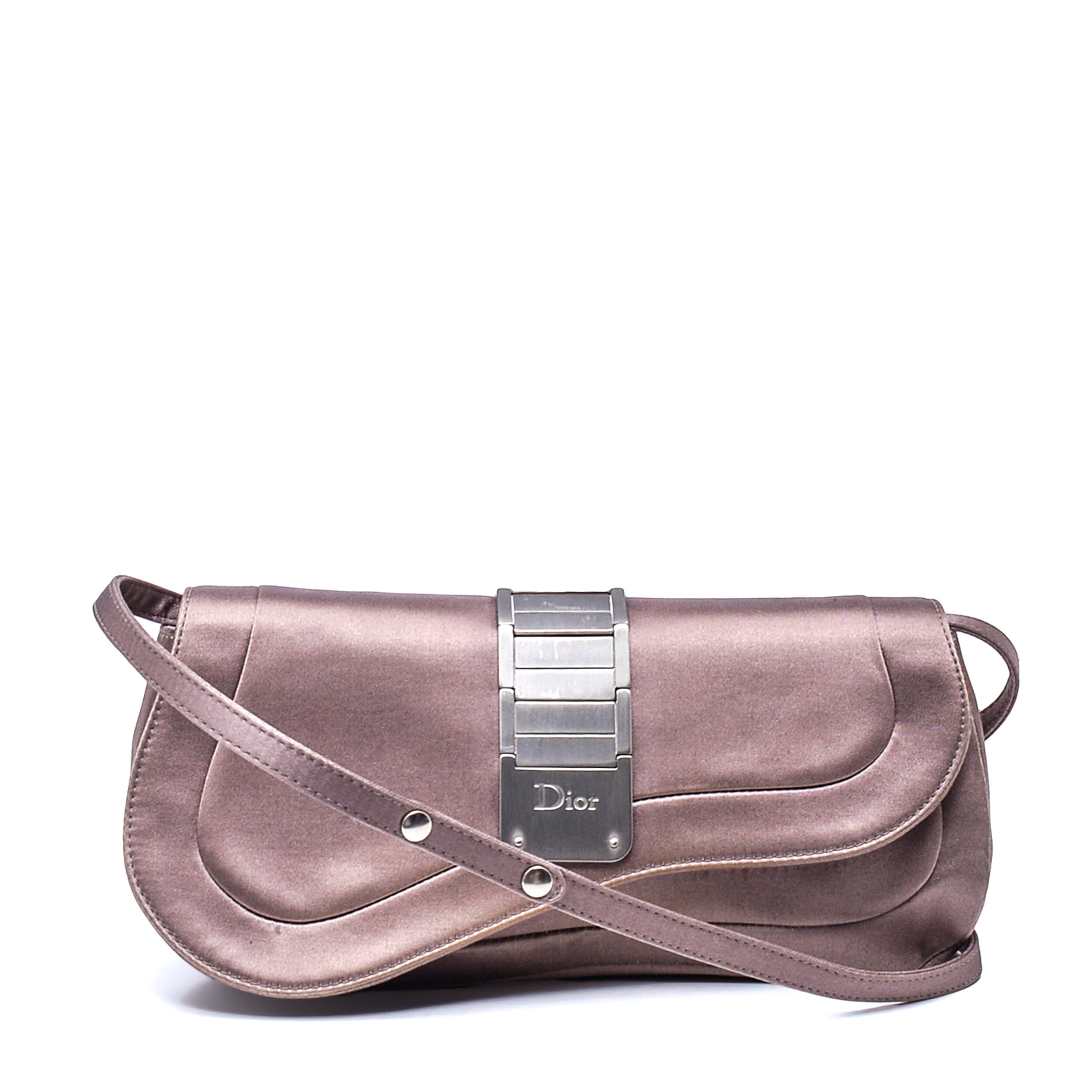 Christian Dior- Rose Vintage Satin Saddle Clutch with Strap By John Galliano